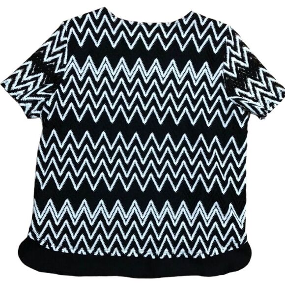 Alfred Dunner Tiered Top Black White Zig Zag Size 3X - Picture 3 of 9